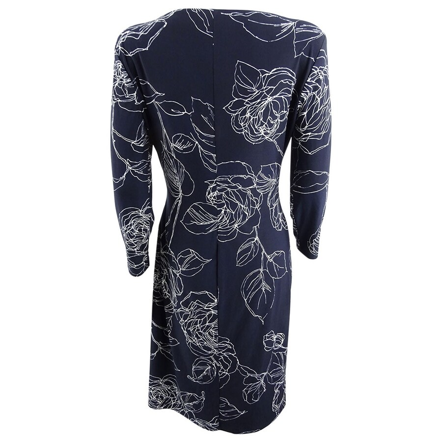 Lauren By Ralph Lauren Women S Petite Floral Print Matte Jersey Midi Dress Navy Overstock 30376627 4p Lauren ralph lauren petite silk floral summer dress size us 8 | au 10/12. overstock com