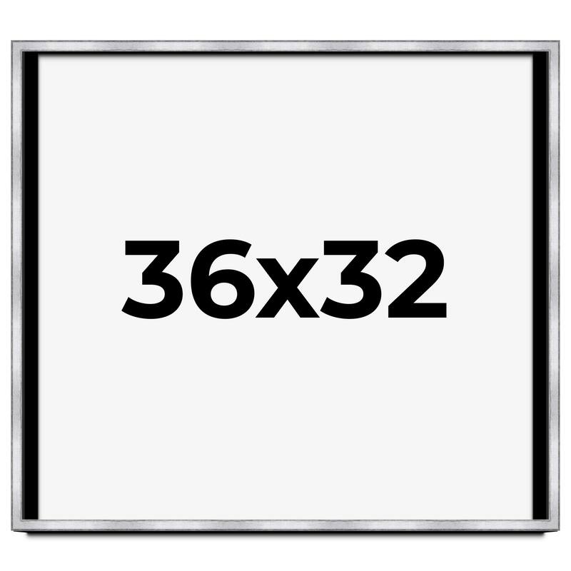 36x32 Shadow Box Frame Silver | 1.375 Inches Deep Real Wood