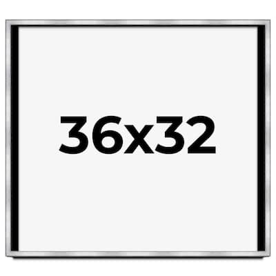 36x32 Shadow Box Frame Silver | 1.375 Inches Deep Real Wood