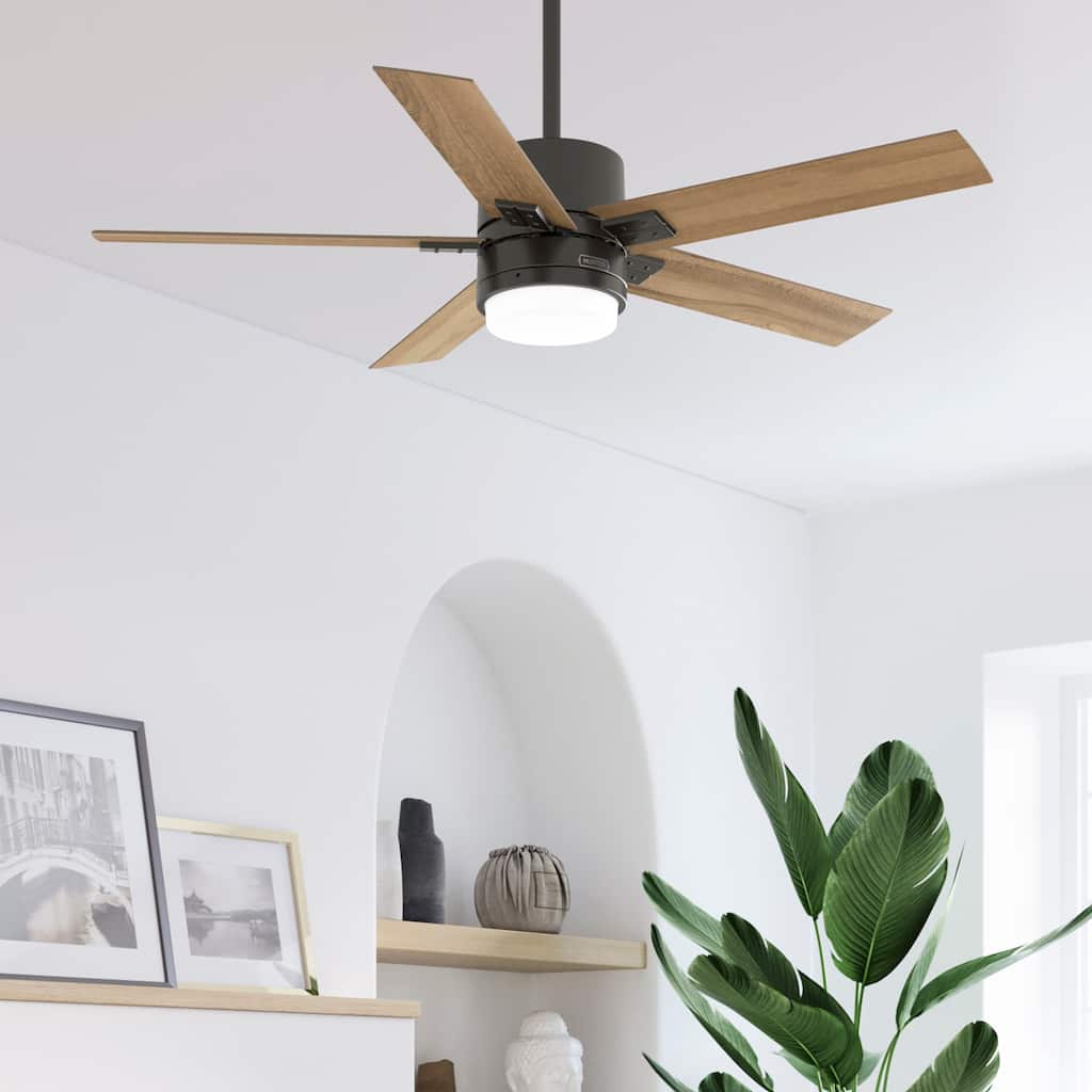 Hunter 52" Noble Bronze Ceiling Fan with LED Light Kit and Handheld Remote
