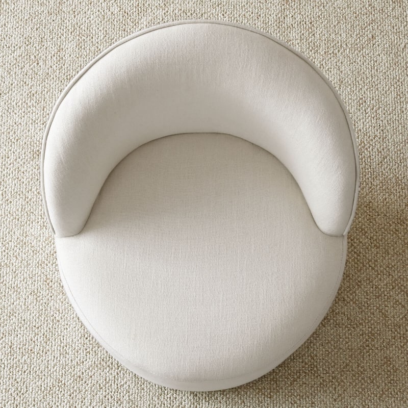 Upholstered Linen Barrel Accent Chair with with Castors(Set of 2)