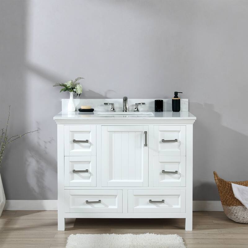 Altair Isla Single Bathroom Vanity Set and Aosta White Countertop without Mirror