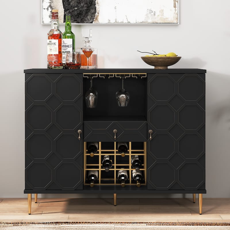 47.23'' Large Coffee Bar Cabinet Sideboard Table - Black