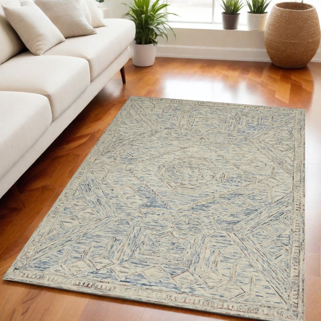 Duhe Power Loomed Geometric Modern Soft Area Rug By HomeRoots - 90' X '60' X '0.5