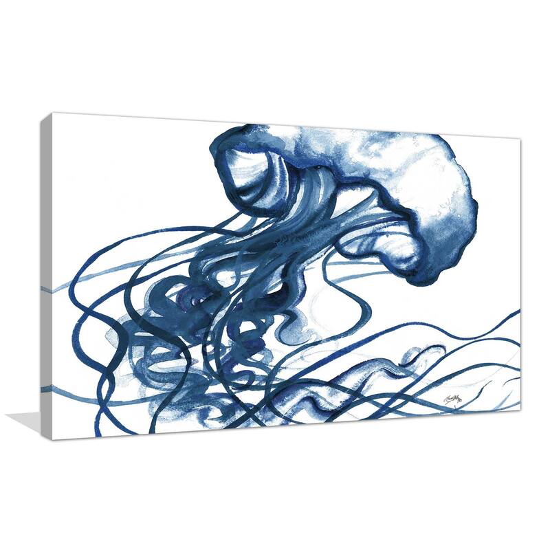 "Jelly Fish In Blue" Print on Canvas