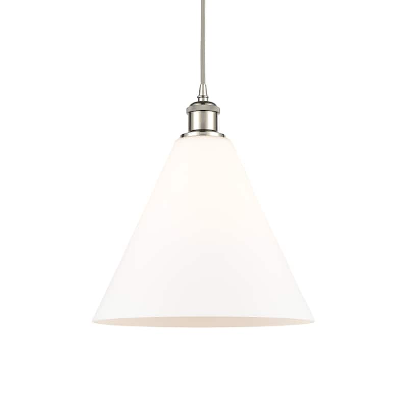 Innovations Lighting 516-1P-15-12 Berkshire Pendant Berkshire 12" Wide - Matte White / Polished Nickel