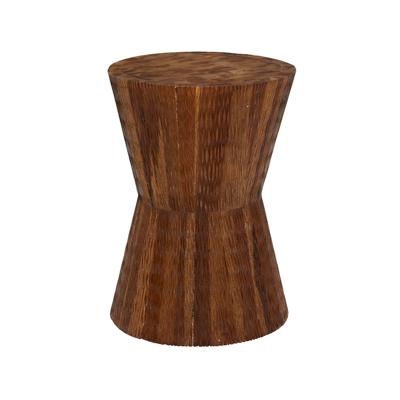 Teak Wood Intricately Carved Accent Table - Brown - Roche River Decor