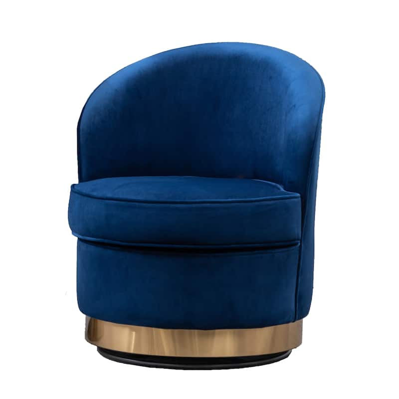 Modern 22" Upholstered Velvet Accent Chair with Round Swivel Metal Base for Living Room