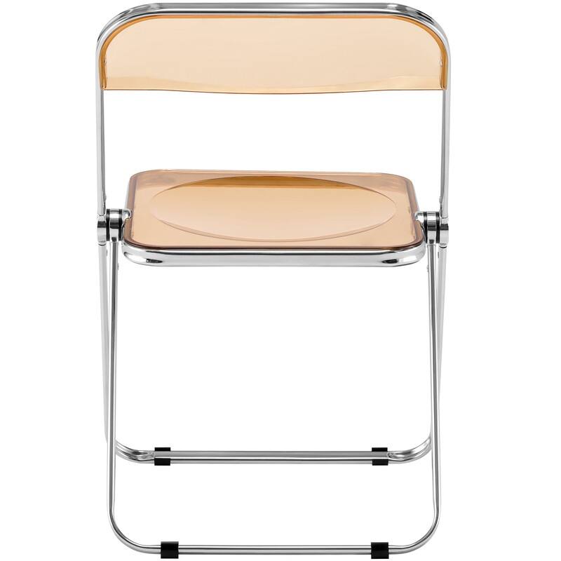 Lawrence Set of 4 Modern Clear Acrylic Transparent Folding Chair with Chrome Steel Frame for Condos and Apartments - 30"