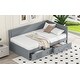 preview thumbnail 19 of 28, Twin Size Daybed with 2-Storage Drawers and Guardrail, Solid Pine Frame, No Box Spring Required, Beige Vintage Style for Bedroom
