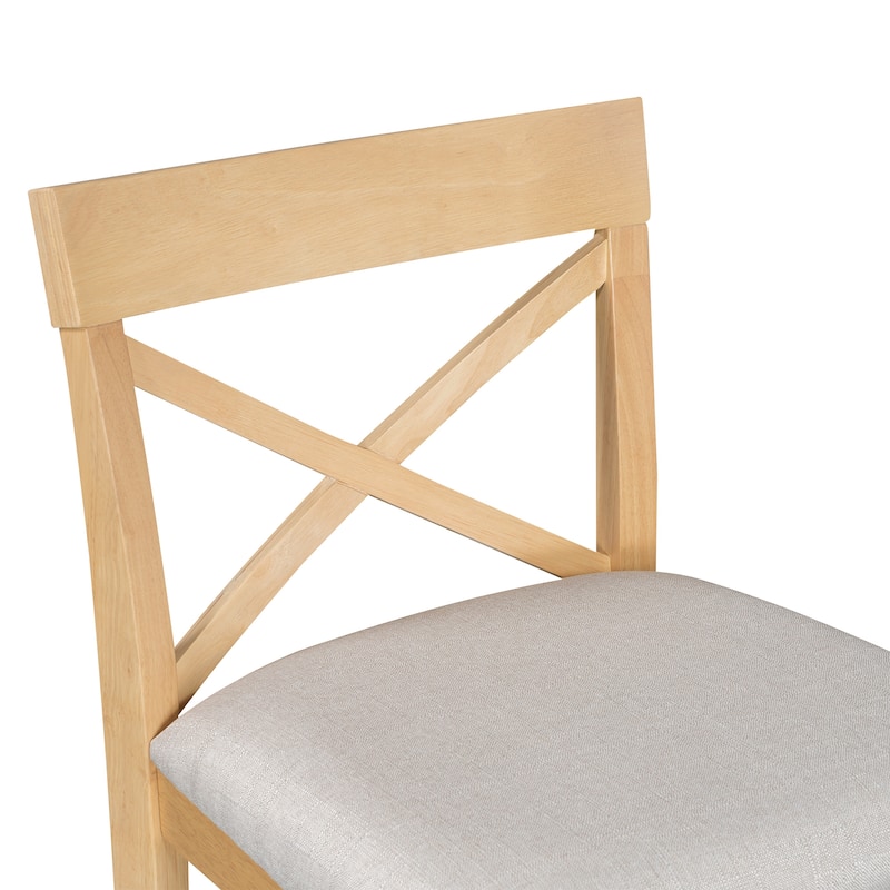 Roomfitters 3-Piece Bar Height Dining Set, 48" Wood Breakfast Nook Table with 2 X-Back Chairs for Small Spaces