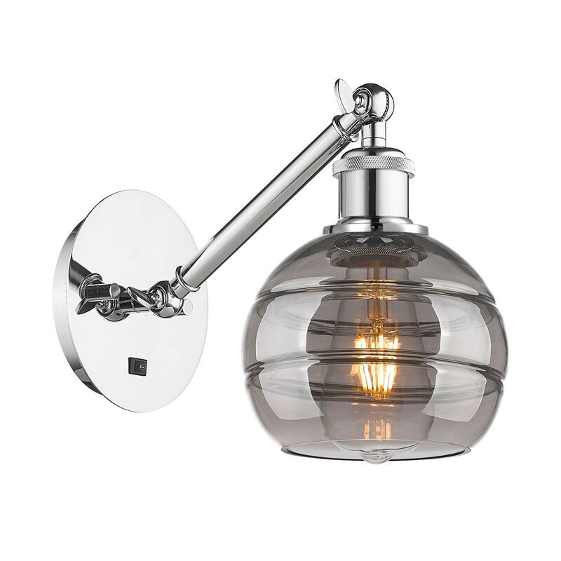 Innovations Lighting 317-1W-8-6 Rochester Sconce Rochester 8" Tall - Polished Chrome / Smoked