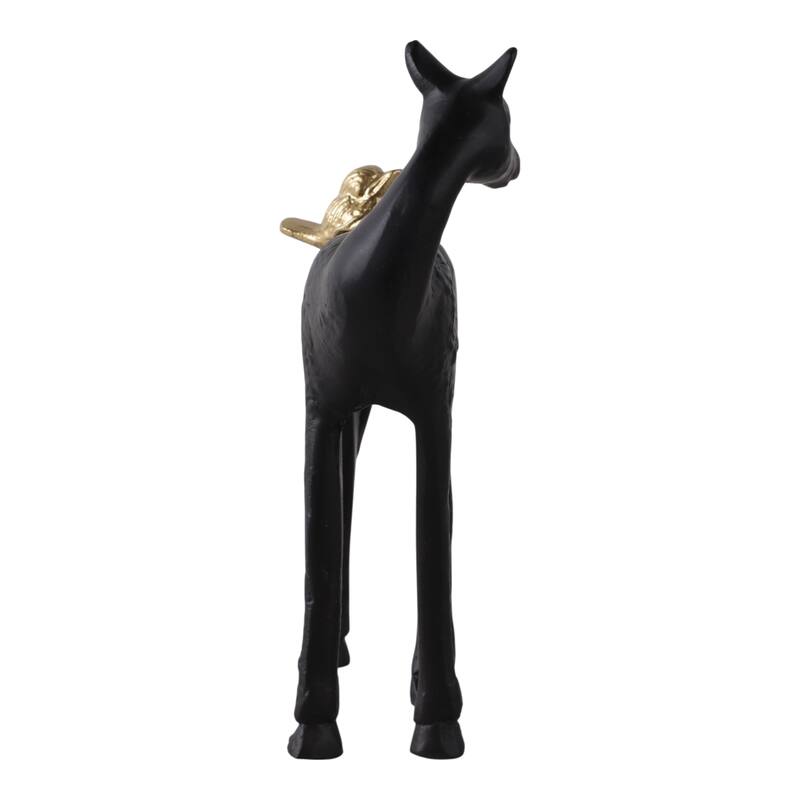 Metal Figurine Decor Modern Deer with Bird Accent Finish - Black - 11.0"