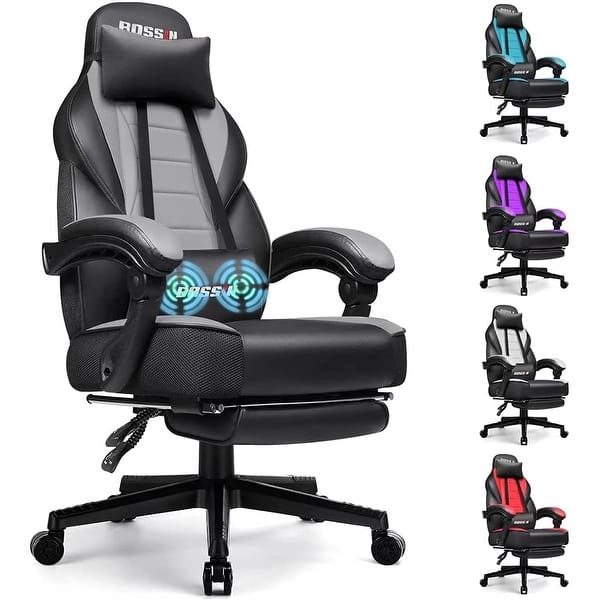 slide 2 of 47, BOSSIN Racing Style Gaming Chair,400 lbs Big and Tall gamer chair High Back Computer Chair Grey