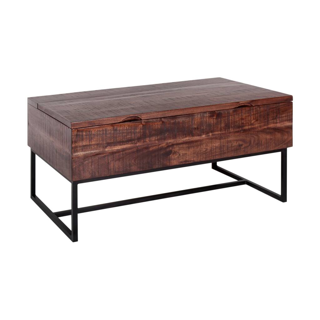 Porter Designs Lakewood Transitional Occasional Solid Acacia Wood Coffee Table, Brown