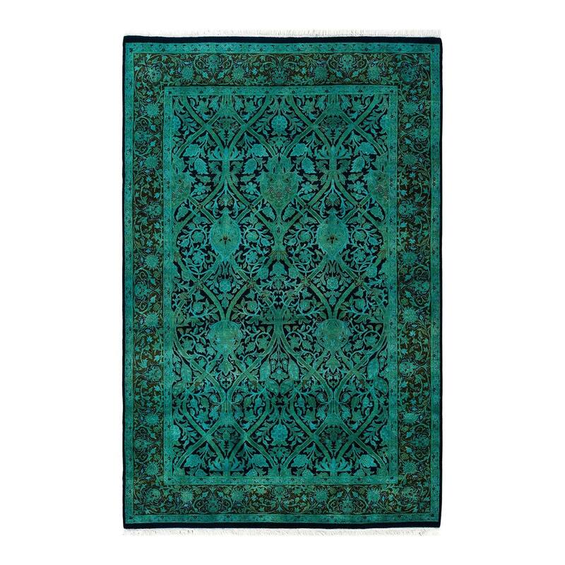 Overdyed, One-of-a-Kind Hand-Knotted Area Rug - Blue - 4' 2" x 6' 4"