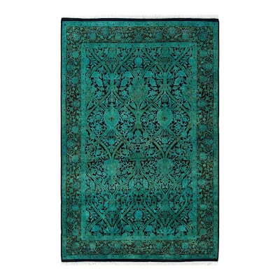 Overdyed, One-of-a-Kind Hand-Knotted Area Rug - Blue - 4' 2" x 6' 4"