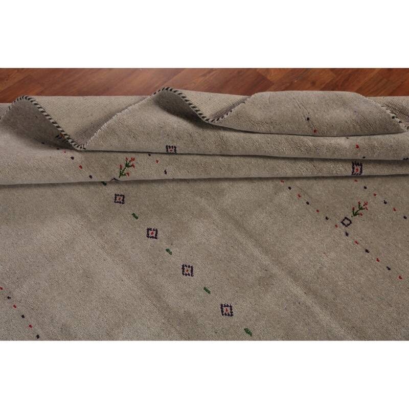 Ltribal Beige Gabbeh Oriental Area Rug Handmade Wool Carpet - 5'10" x 7'8"