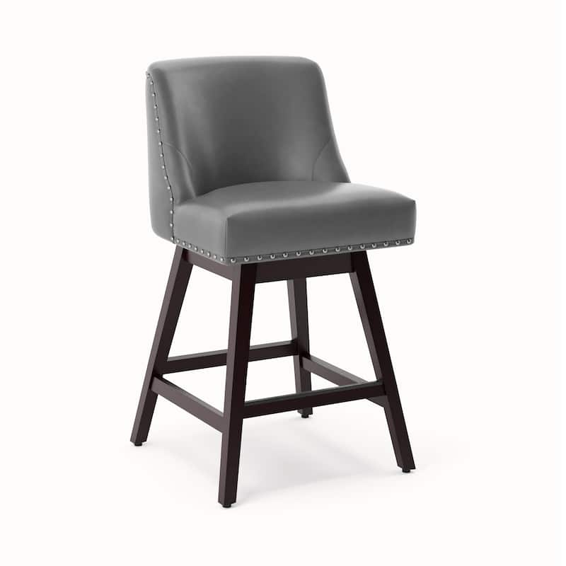 26 in. Counter Height Upholstered Wood Frame Swivel Bar Stool with Farbic Seat Set of 2 - 19.6"D x 19.6"W x 37"H