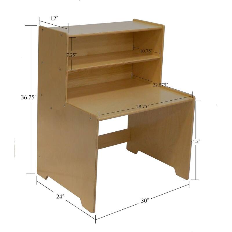 RRI Goods Home Workstation Office Desk with 2 Wooden Storage Shelves, Compact Study Reading Table Writing Desk