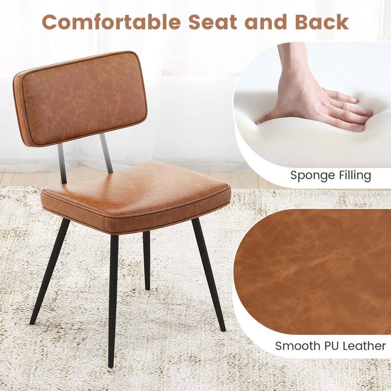 Gymax Dining Chairs Set of 4 w/ PU Leather Cover Filled Sponge
