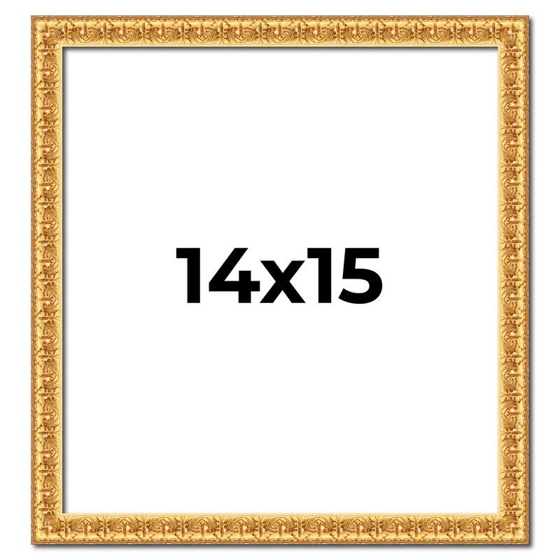 14x15 Frame Gold Real Wood Picture Frame Width 1 inches | Interior