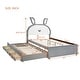 preview thumbnail 41 of 46, Upholstered platform bed with headboard with shelves and drawers