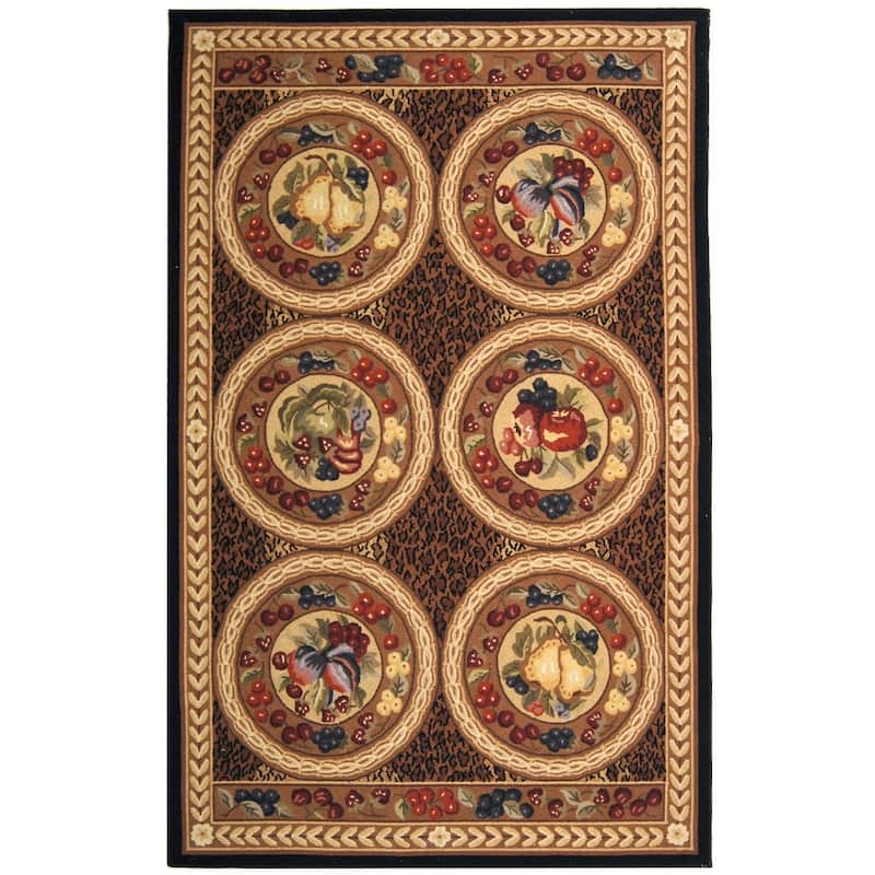 SAFAVIEH Handmade Chelsea Porsche French Country Wool Rug - 8' x 10' - Black/Brown - Rectangle