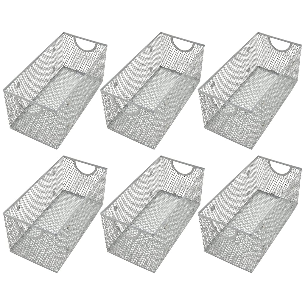 Ybm Home Wire Mesh Open Bin Shelf Storage Basket Kitchen Pantry Organizer Silver Upper: 11 in. L x 5.1 in. W x 5 in. H 6 Pack