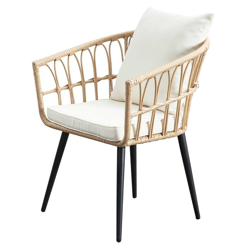 Beige 3 Pieces Rattan Wicker Patio Conversation Set--Clearance