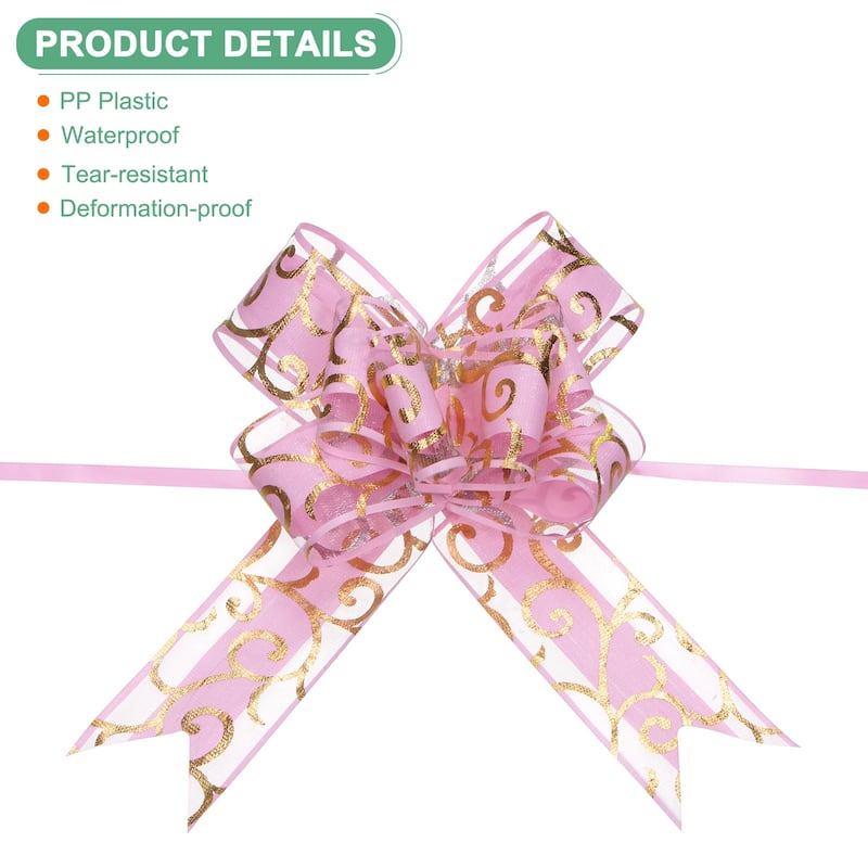 10pcs Large Pull Bow 8 Inch Bows for Wedding Baskets Decorations - Pink