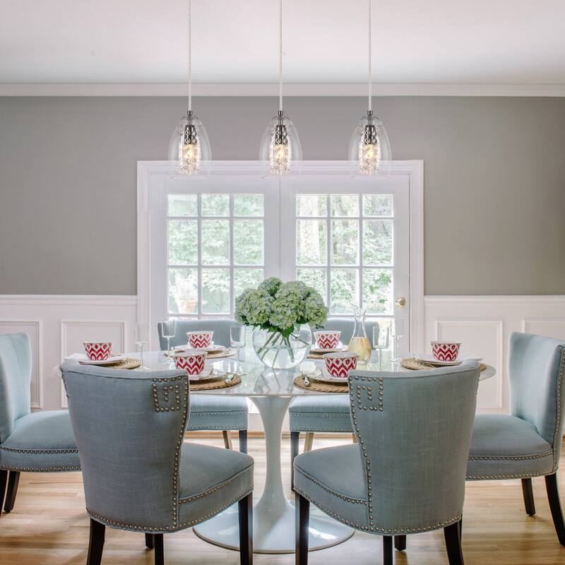 Modern 1/3-Light Linear Clear Glass Island Pendant Light for Dining Room