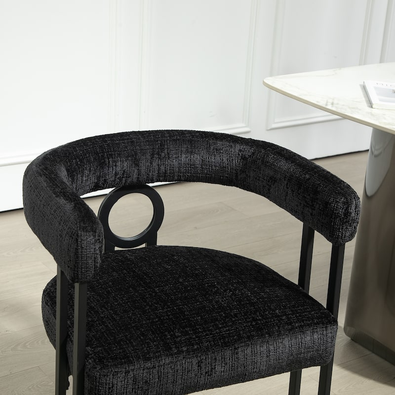 Contemporary Chenille Fabric Upholstered Accent/Dining Chair/Barrel Side Chairs Kitchen Armchair for Living Room set of 1