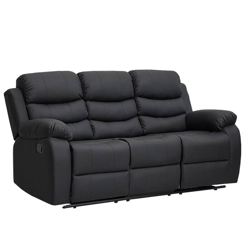Selena Vinyl 3-Position Comfort Reclining Sofa - Black
