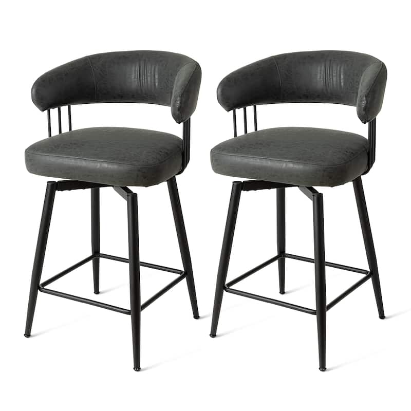 Glitzhome 26 or 31 Inches Modern Upholstered Swivel Counter Height Bar Stools - 2PK 26.25" Black - Counter Height