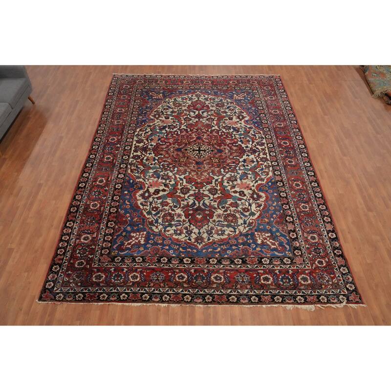 Hand Knotted Oriental 100% Wool Carpet Traditional Floral Beige & Ivories Bakhtiari Area Rug - 14' 7'' X 10' 5''