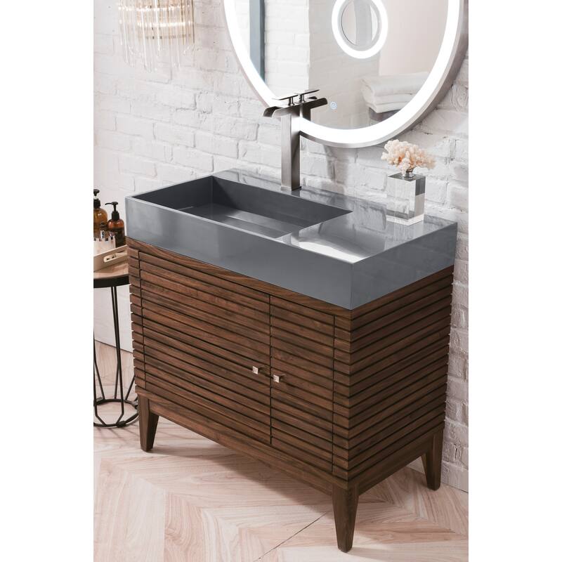 James Martin Vanities Linear 36" Single Vanity, Mid Century Walnut