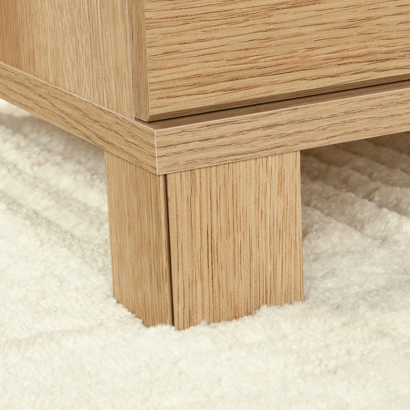 Wood L-Shaped Desk with Small Drawer, Brown