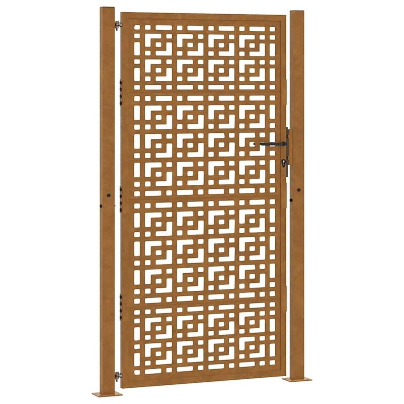 vidaXL Garden Gate Black Steel Leaf Design