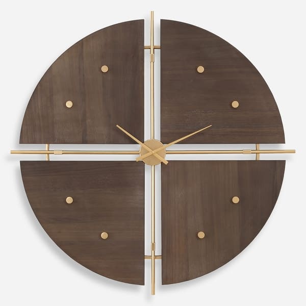 slide 2 of 7, Uttermost Walnut Elegance Wall Clock - 38"H x 38"W x 2.75"D