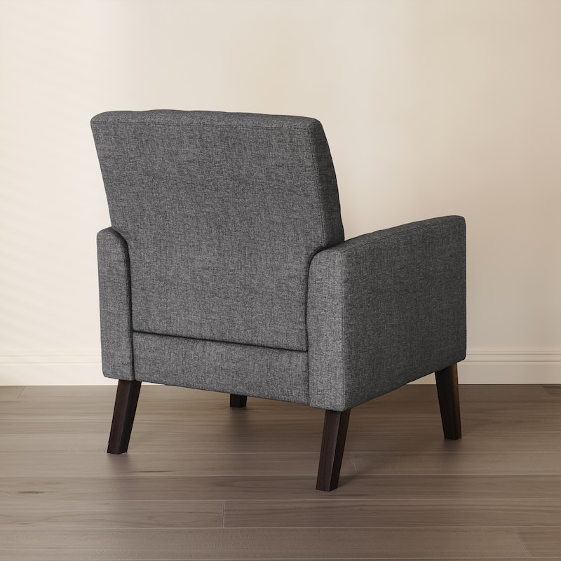 Modern Upholstered Accent Chair with Tufted Backrest and Solid Wood Legs Living Room Armchair
