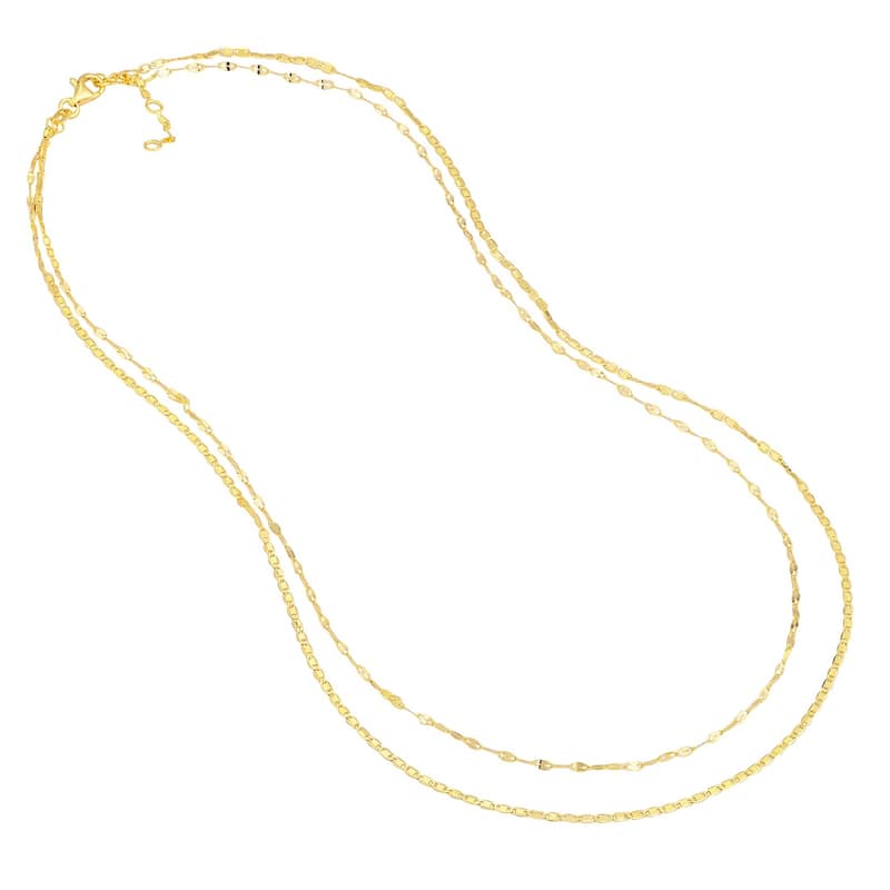 Curata 14k Yellow Gold 7.5" Hammered Forzentina Adjustable Chain Bracelet