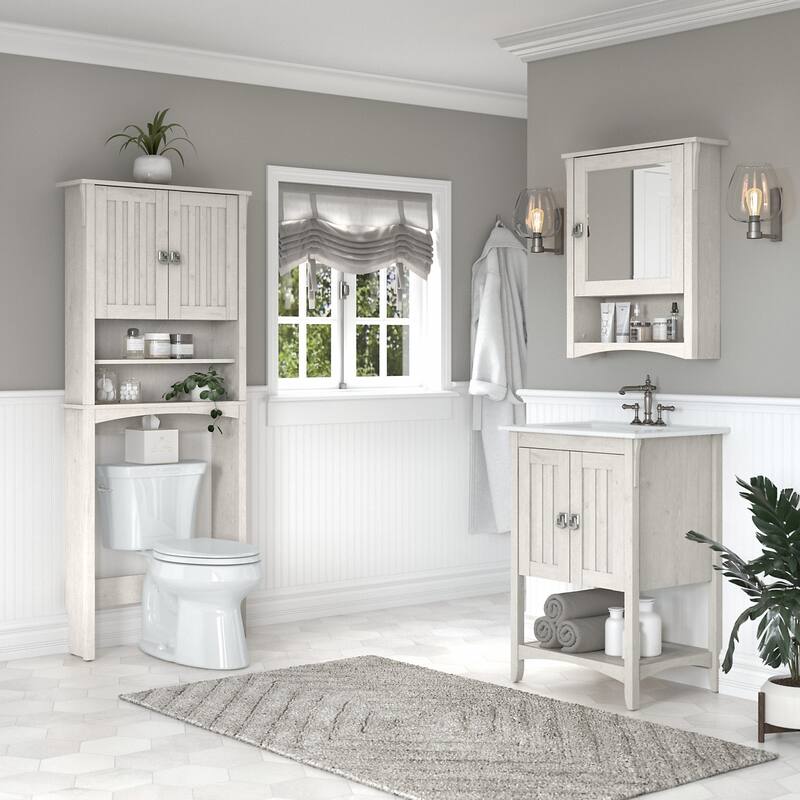 Salinas 24W Bathroom Vanity, Mirror and Space Saver by Bush Furniture