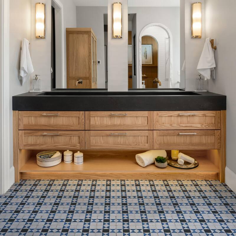 Merola Tile Renaissance Deco Indigo Cross 7-7/8" x 7-7/8" Porcelain Floor and Wall Tile