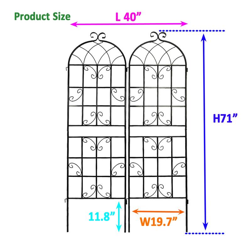 Black 2 Pack Metal Garden Rustproof Trellis for Climbing Plants