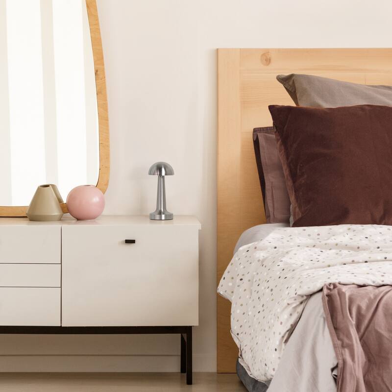 LED Lighted Metal Mushroom Mini Touch Sensor Desk Lamp - 8.75" - Silver