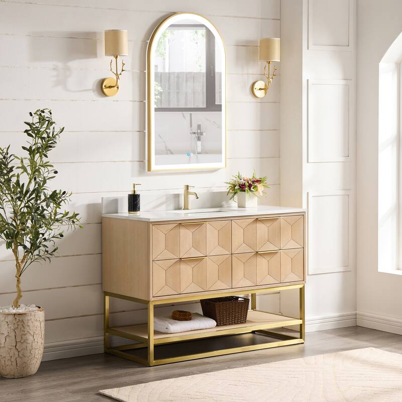 Milagro Bath Vanity with White Quartz Stone Top without Mirror