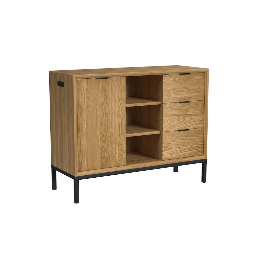 Newport 48" 3-Drawer Sideboard, Natural Oak