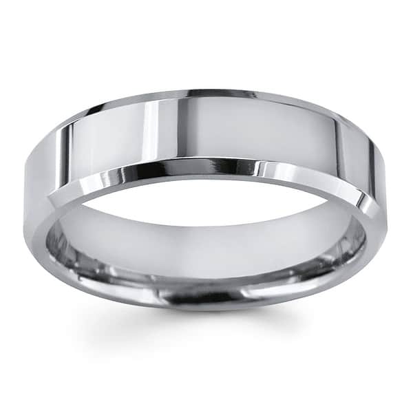 slide 1 of 5, Titanium 6mm Flat Profile High-Polish Thick Comfort Fit Unisex Wedding or Commitment Ring with Beveled Edges