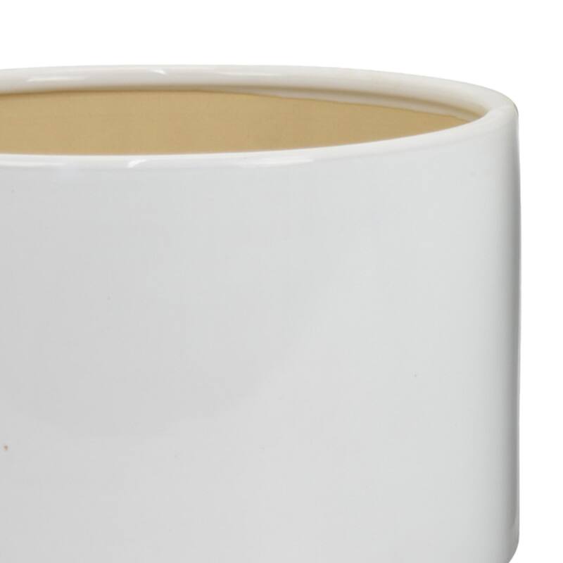 Accent Planter Set of 2, Wide Base, Modern Minimalist White Ceramic